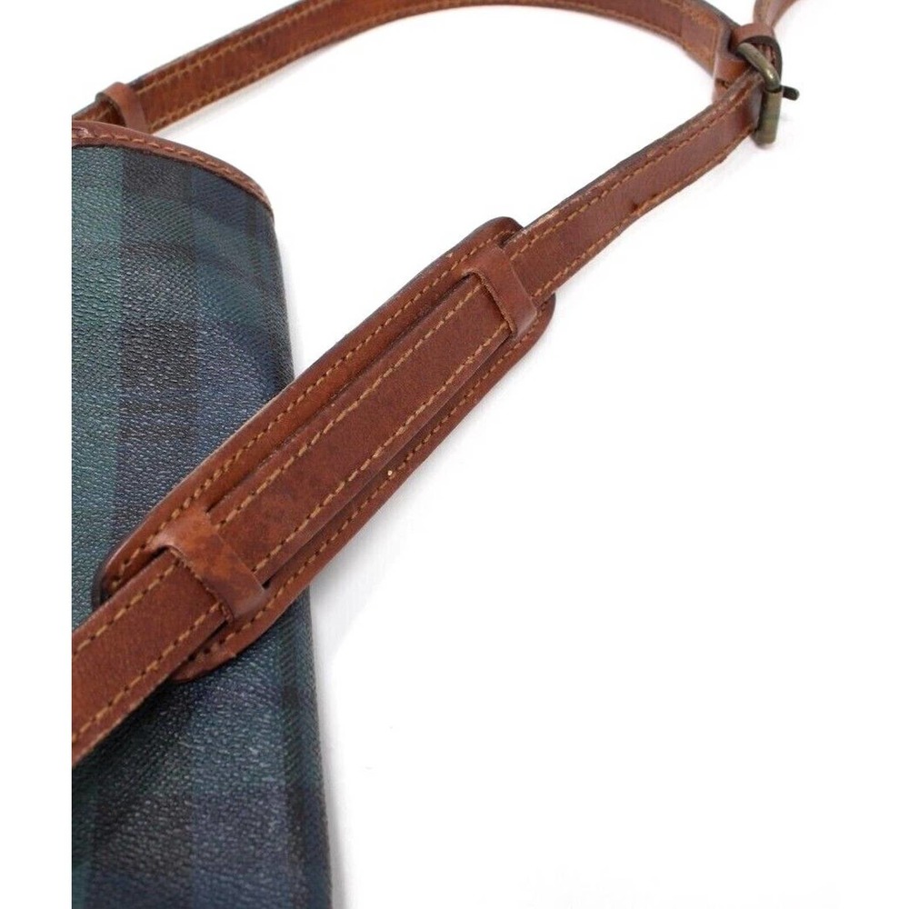 Polo Ralph Lauren Vtg Blackwatch Plaid Crossbody Bag Satchel Leather Canvas - Picture 7 of 9